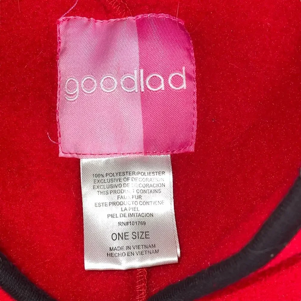 Goodlad Girls Red Fleece Hooded Poncho Cape Scottish Terrier Scottie Dog OS
